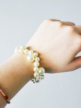 Elegant Faux Pearl Beaded Bracelet Handmade Jewelry